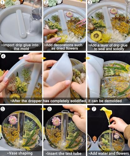 Flower Vase Resin Molds Silicone,4 Large Vase Molds + 16pcs Colorful Flower Arrangement Tubes,for Inserting Fresh Flowers and Cultivating Plants,DIY Silicone molds for epoxy Resin,Vases Home Decor - Image 7