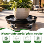 Planterhoma 3 Packs 16" Metal Plant Caddy with Wheels Extra-Large Rolling Plant Stand Heavy-Duty Plant Dolly with Casters Indoor Outdoor Wheeled Flower Pot Mover Rollers Garden Cart Trolley, Black - Image 4