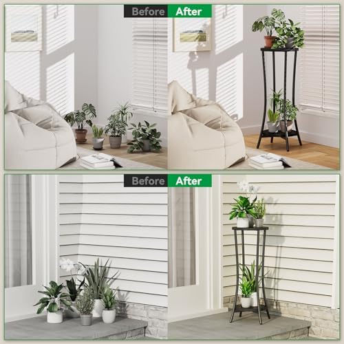 IBUYKE 30 Inch Tall Plant Stand Indoor, 2 Tier Flower Stand, Black TMJ074B - Image 5