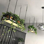 Ceiling Hanging Shelf Kitchen Storage Shelving, Flower Stand, Plant Railing Shelf with Solid Wood Board and Iron Frame, for Bar Flower Shop Balcony (Size : 120cm) - Image 5