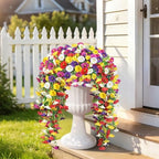Artificial Hanging Flowers for Outdoors, 8 PCS 552 Blooms Ultra Full Morning Glory Vines, UV Resistant Faux Silk Hanging Plants for Porch Window Box Patio Garden Decor, Mixed - Image 5
