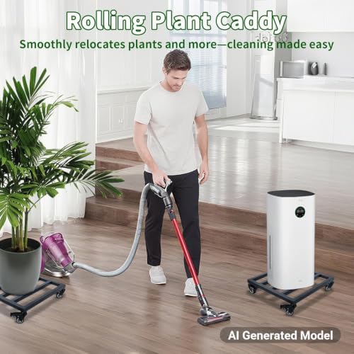 2 Pack 14 Inch Square Metal Plant Caddy with Wheels, 400 Lbs - Image 3