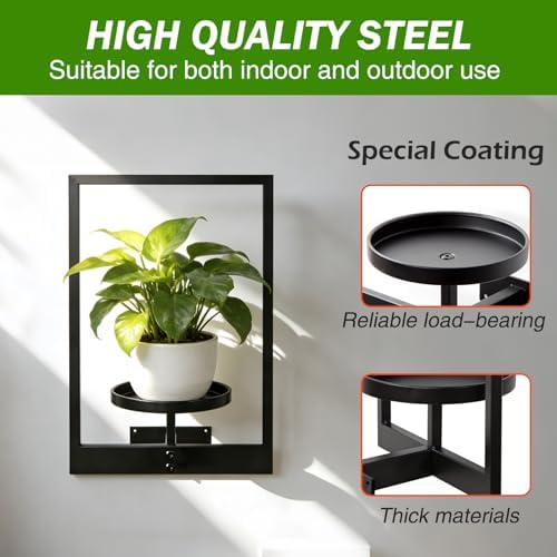 Picture Frame Wall Planters Set of 3, Modern Metal Hanging Shelves for Plants, Rustproof Wall Mount Flower Pot Holder for Indoor Outdoor, Decorative Plant Stand for Living Room Patio, White - Image 2