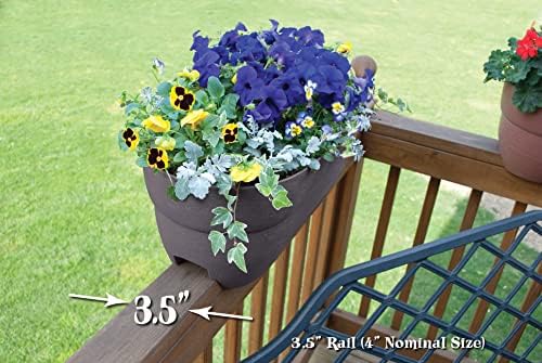 Emsco Group Bloomers Railing Planter with Drainage Holes- 24” W - Slate, Plastic - Image 3