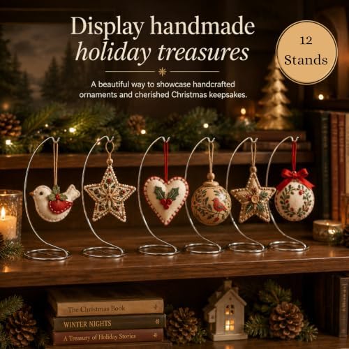Silver Ornament Display Stands Set of 24, 9 Inch Chrome Metal Hanging Holders for Christmas Ornaments, Jewelry, Terrariums, Crafts, Air Plants, Keepsakes & Retail Displays, 8 Inch Hanging Height - Image 7