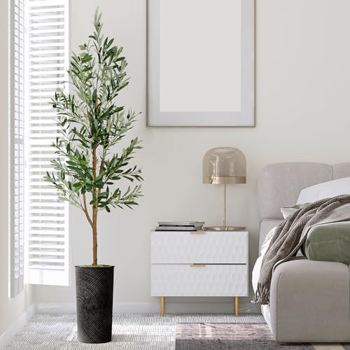 Artificial Tree in Optional Designed Pot, Fake Olive Silk Tree for Indoor and Outdoor Home Decoration - 68" Overall Tall (Plant Pot Plus Tree) - Image 3