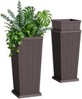 Flamaker 24“ Tall Plastic Planters with Drainage Holes Front Porch Set of 2 by Flamaker