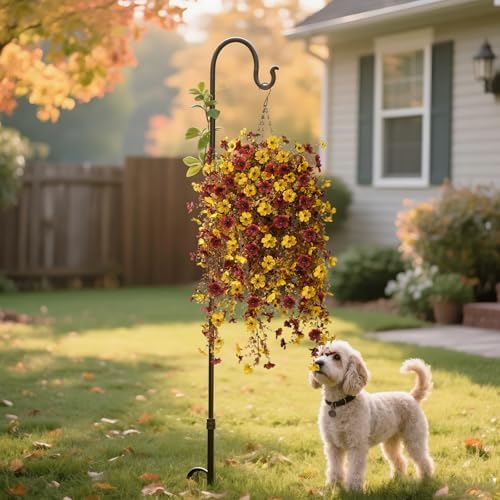 Fake Mums Fall Artificial Hanging Flowers Basket for Outdoor Decoration - Image 3