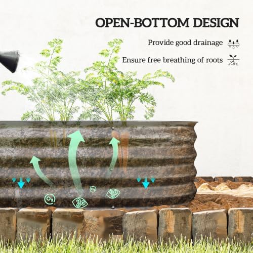Outsunny 5' x 2' x 1' Galvanized Raised Garden Bed Kit, Dark Gray - Image 4