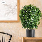 2PCS Artificial Boxwood Ball Bushes Potted Plants for Outdoor, Faux Topiary Ball, Fake Plants Greenery, Round Shrubs Bushes with Dry Moss Plastic Flowerpot, for Entryway Front Porch Decor (20Inch) - Image 7