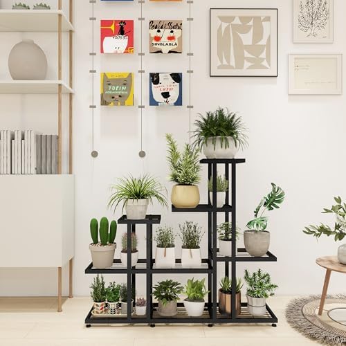 Plant Stand Indoor Corner Plant Stand Window Sill Plant Shelf for Bonsai Tree Live Plants Indoor Outdoor Metal Flower Rack for Apartment Decor Patio Decor, (6-Tier 16 Potted) - Image 3