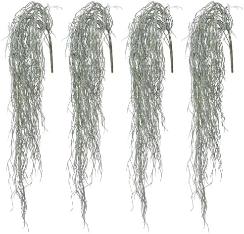 dallisten 4 Pcs Fake Hanging Plants, 36" Artificial Hanging Grass Plants Greenery Vines UV Resistant Faux Trailing Plants for Indoor Outdoor Wall Shelf Porch Boho Home Patio Decor(Dust Green) by dallisten