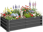 Outsunny 4' x 2' x 1' Galvanized Raised Garden Bed, Gray by Outsunny