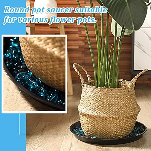 Eccliy 6 Pack Plastic Plant Saucer, Round, 16 Inch, Black - Image 4