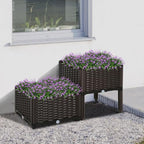 Outsunny 2 Piece Raised Garden Bed with Legs Planter Box Raised Bed, Brown - Image 2