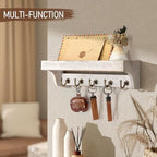 Rebee Vision Key Holder Wall Mount with Shelf for Living Room, Whitewash - Image 3