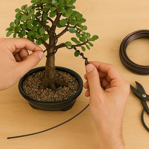 Mini Jade Live Bonsai Tree Set –Dwarf Succulent in a Glazed Pot, Bonsai Starter Kit with Fertilizer, Figurine & Tools, Japanese Humidity Tray with River Rocks - Image 5