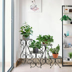 NAKUPE 4-Pack Metal Plant Stand for Indoor Outdoor, Heavy Duty Flower Pot Stands for Multiple Plants, Rustproof Iron Planter Holder Display Shelf for Patio Home Garden Porch Balcony(Black) - Image 4