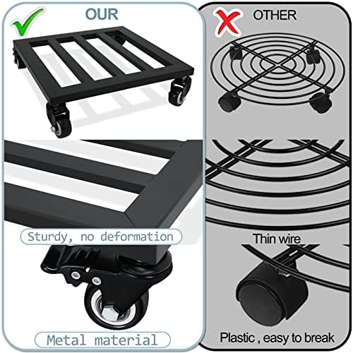 2 Pack 12 Inch Plant Caddy with Wheels, 380 Lb Metal Dolly, Locking Casters - Image 4