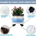 6 Packs Plant Caddy with Wheels 12" Plastic Rolling Plant Stands Heavy-Duty Plant Dolly with Casters Indoor Outdoor Plant Roller Base Plant Pot Saucers on Wheels Planter Mover, White - Image 2