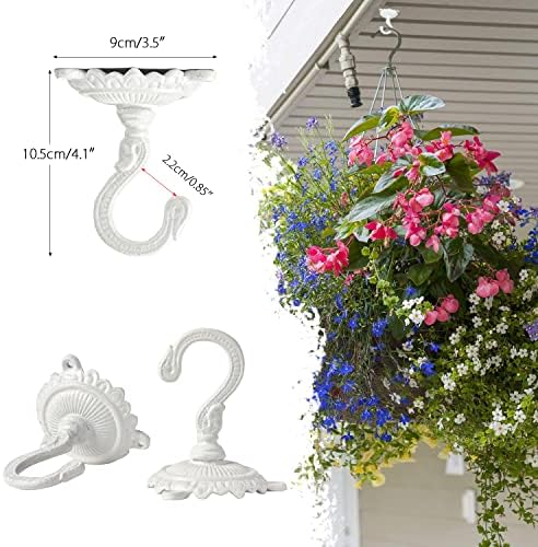 Sungmor Heavy Duty Cast Iron Swag Ceiling Hooks -2 Pack White, 3.5x3.9 Inch - Image 6