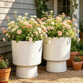 Autodaya 16.75" Urn-Style Planters Set of 2, White Terrazzo Pedestal by Unknown