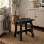 BEEFURNI 18-Inch Rectangular Acacia Wood Stool, Small Bench, Black - Image 2