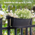 Dahey 15 Inches Railing Planter Box 5 Pcs Metal Hanging Flower Pots, Black - Image 4
