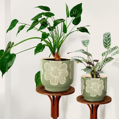 Ceramic Plant Pots, 8+6 Inch, 2 Pcs Indoor Planters with Drainage Holes - Image 6