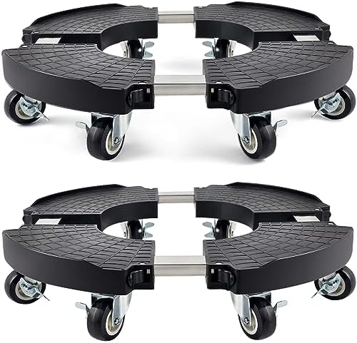 TreeGun 2 Pack Plant Caddy with Wheels Heavy Duty with 8 Lockable Casters, Rolling Plant Stand Adjustable for 8inch-22inch Outdoor Indoor Large Plant, Plant Stand with Wheels 500lbs Capacity by TREEGUN