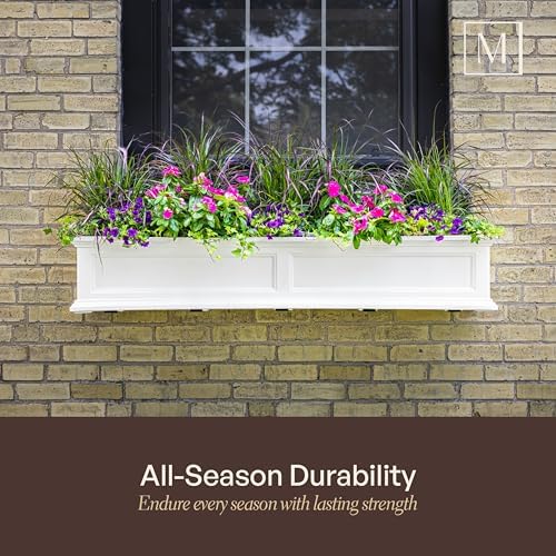 Mayne Fairview 60in Self-Watering Rectangular Window Box Planter, White - Image 7