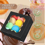 KPOSIYA 65PCS Bakery Boxes with Window 6x6x3 Inches 5 Style Cookie Boxes Small Pastry Boxes for Candy, Dessert, Pastry, Donuts, Birthday Party, Wedding(Black) - Image 3