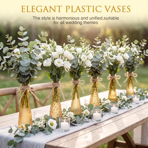 Set of 12 Yellow Glass Bud Vases for Centerpiece, Assorted - Image 4