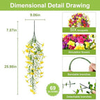 Artificial Hanging Flowers for Outdoors, 6 PCS 414 Blooms UV Resistant Faux Silk Morning Glory Hanging Vines for Porch Balcony Window Box Patio Garden Decor, Multicolor - Image 2