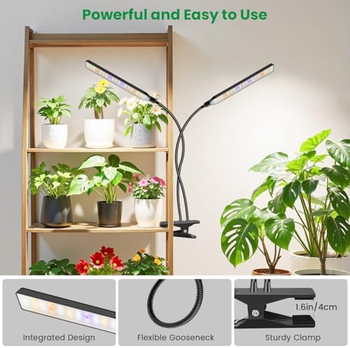 Aumtrly Grow Light Clip on, 2 Pack Black, 228 LED Full Spectrum Plant Lamp - Image 5