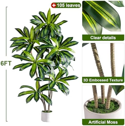 Tall Fake Tree Artificial Trees Plant with White Planter Pot Indoor Outdoor Potted Silk Plants Large Faux Trees loor Floor for Home Living Room Decor Outside Patio para decoracion Housewarming Gift - Image 5