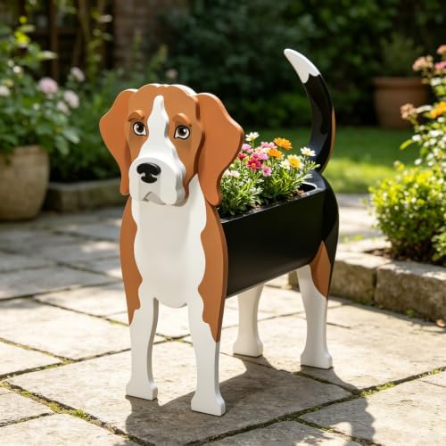 Animal PVC Flower Pot, Beagle Shaped Succulent Planter Flower Holder for Garden Patio Balcony Window Sill, for Birthday Pet Lovers, 27x17cm(11x7in) - Image 2