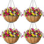 4pcs 14 inch Metal Hanging Baskets Round Wire Plant Stand with Coco Lining Cushion Decorative Planter Hanger Garden Indoor Outdoor Watering Hanging Basket （XG） by SMYAXUNW