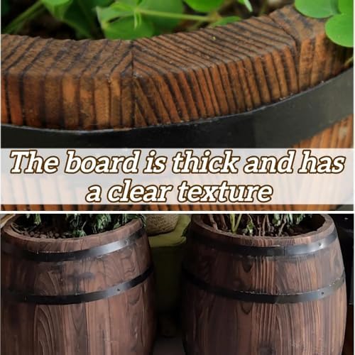 Multipurpose Wooden Barrel Planter, Creative Whiskey Barrel Planter, Solid Wood Wine Barrel, Suitable for Garden and Patio(H27.6in) - Image 4
