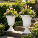 22" Tall Urn Planters Set of 2 Large Flower Pots, Indoor Outdoor Use - Image 5