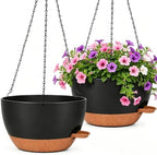 12" Self Watering Hanging Planters with Chains, Black Brown，2 Pack by zople