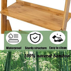 Maydear Bamboo Ladder Shelf Bookcase, 4-Tier Leaning Bookshelf Free Standing Organizer Storage Shelves for Living Room, Bedroom, Kitchen, Home Office, Balcony, Wood Color - Image 4