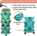 GameXcel Vertical Planter Tower - 6 Tier Stackable Garden Planters with Wheels and Tools Plant Pots for Strawberry Herb Flower and Vegetable Indoor Outdoor Use Teal 2 Pack - Image 4