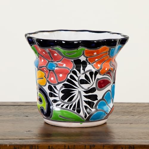Nearly Natural 7 in x 8 in Hand-Painted Mexican Talavera Ceramic Planter - Image 3