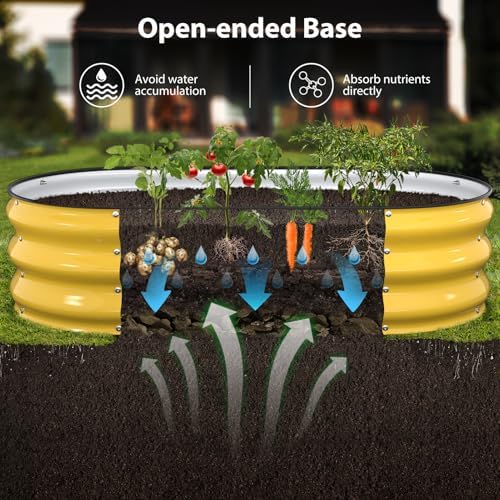 Winpull Raised Garden Bed Kit, 4x2x1ft Galvanized Planter Box with Rubber Safety Edging, Metal Garden Beds for Vegetables, Flowers, Herbs, Backyard & Patio (Cream Yellow) - Image 5