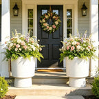Autodaya 16.75" Urn-Style Planters Set of 2, White Terrazzo Pedestal - Image 3