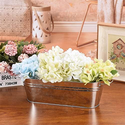 BestAlice 6 Pack Galvanized Planters for Outdoor Plants, Galvanized Oval Planters Tub Galvanized Buckets with Handles, Metal Pail Flower Pot Rustic Farmhouse Home Decor for Outdoor Party Events Gift - Image 7