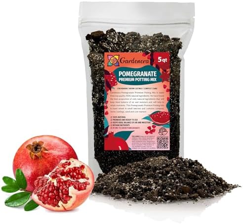 GARDENERA Premium Pomegranate Potting Soil Mix - Perfect Balance of Nutrients, Drainage, and Aeration for Thriving Pomegranate Trees - 5 Quart by Gardenera