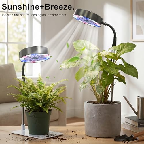 2-Pack Grow Light with Fan,Artificial Sunlight with Gentle Breeze - Image 2