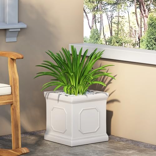 Lightweight Concrete Planters, 13.75 Inch, Antique White - Image 4